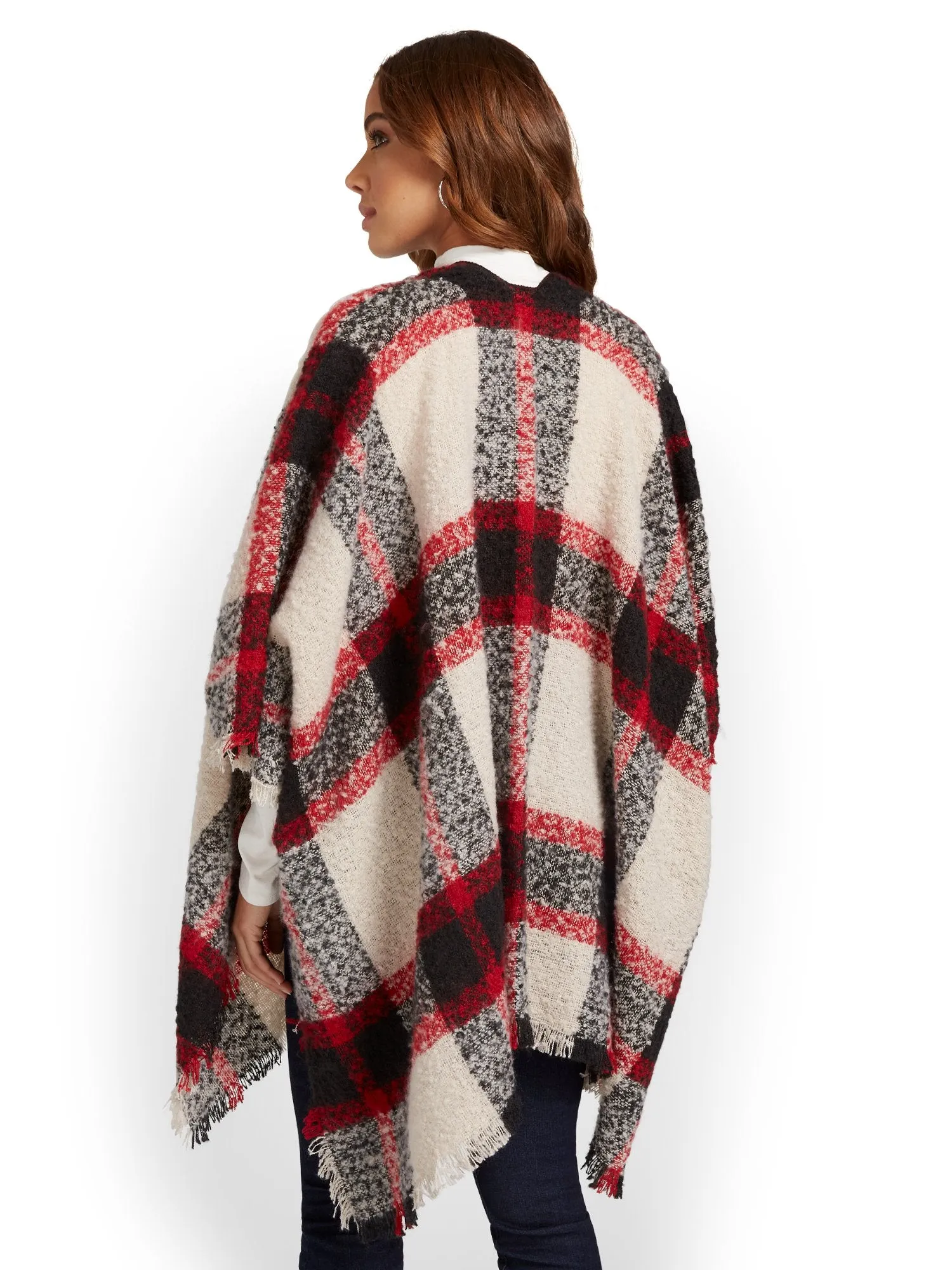Red & Grey Plaid Fringe Wrap - Brands We Love