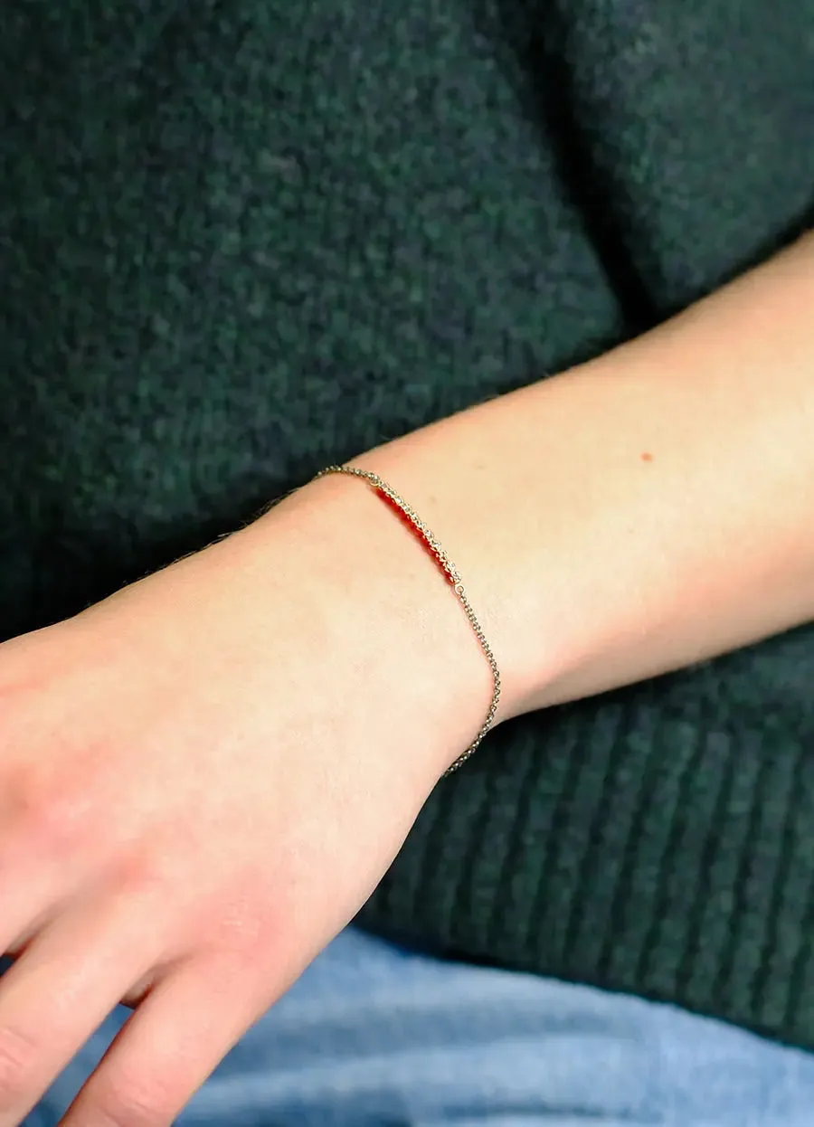 Red Gold and White Diamond Bar Bracelet