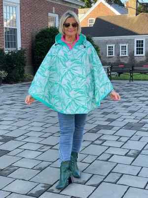 REVERSIBLE MINT FLORAL PONCHO