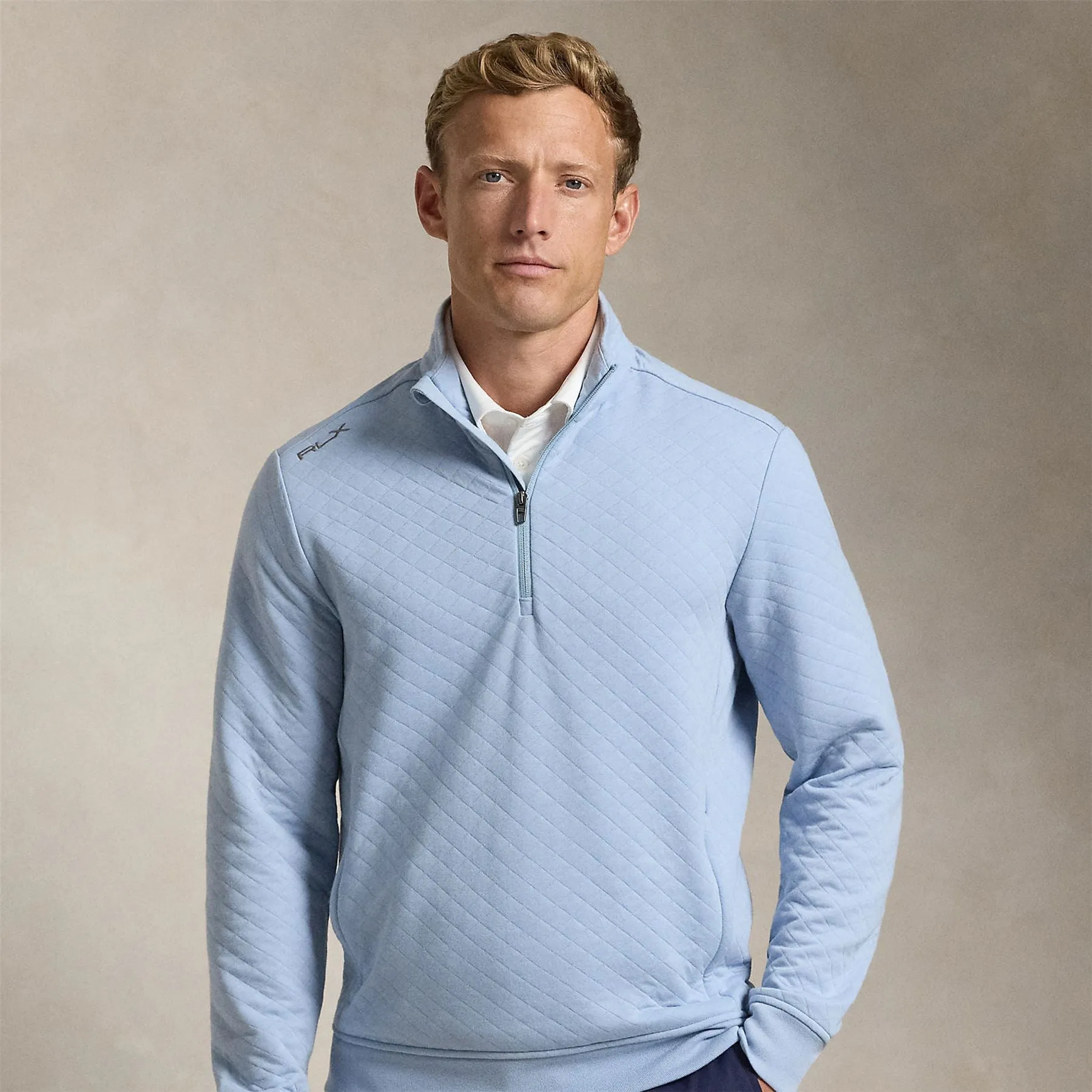 RLX Quilted Double Knit Pullover Estate Blue - 2025