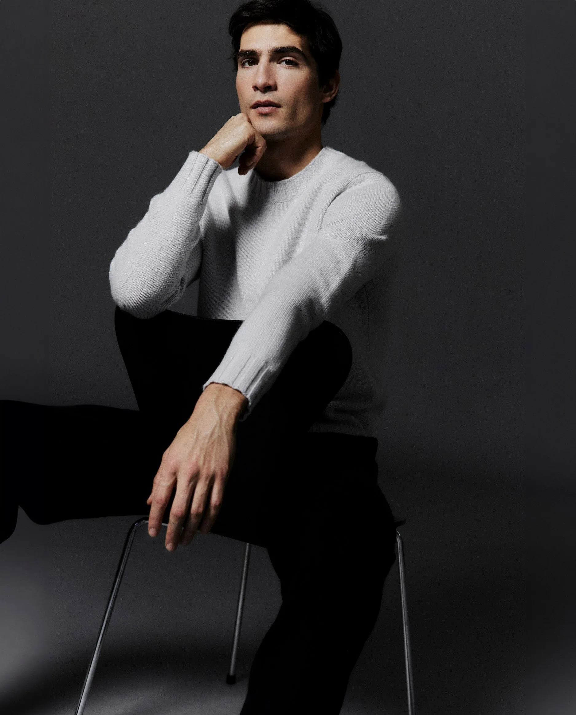 Rundhals Pullover aus Cashmere in Grau