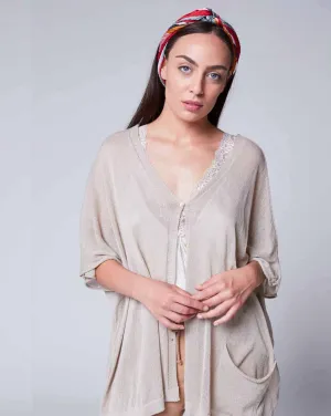 Sheer Gradient Button Poncho
