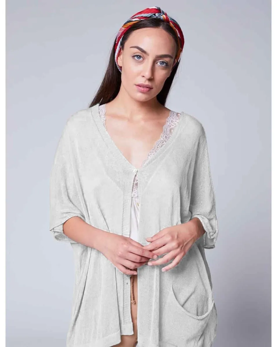 Sheer Gradient Button Poncho