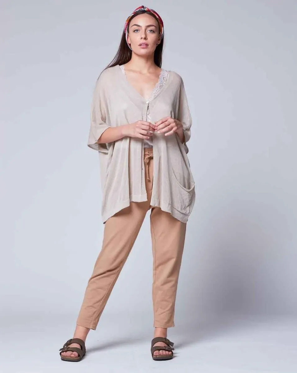 Sheer Gradient Button Poncho