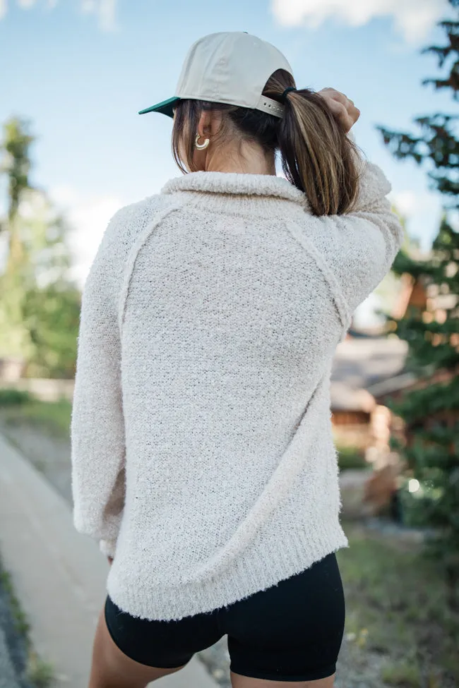 Signature Move Taupe Fuzzy Quarter Zip Pullover FINAL SALE