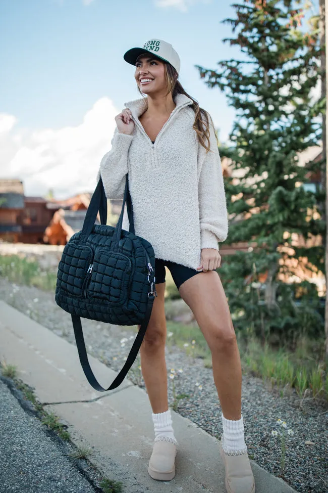 Signature Move Taupe Fuzzy Quarter Zip Pullover FINAL SALE