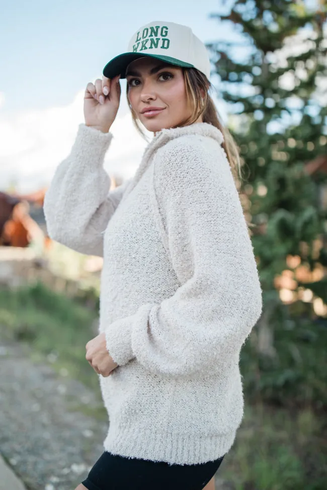 Signature Move Taupe Fuzzy Quarter Zip Pullover FINAL SALE