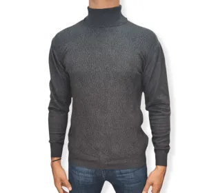 [Slim Fit] Men High Collar (Turtleneck) Pullover AE (diamond shapes) - Dark Grey (SLIM)