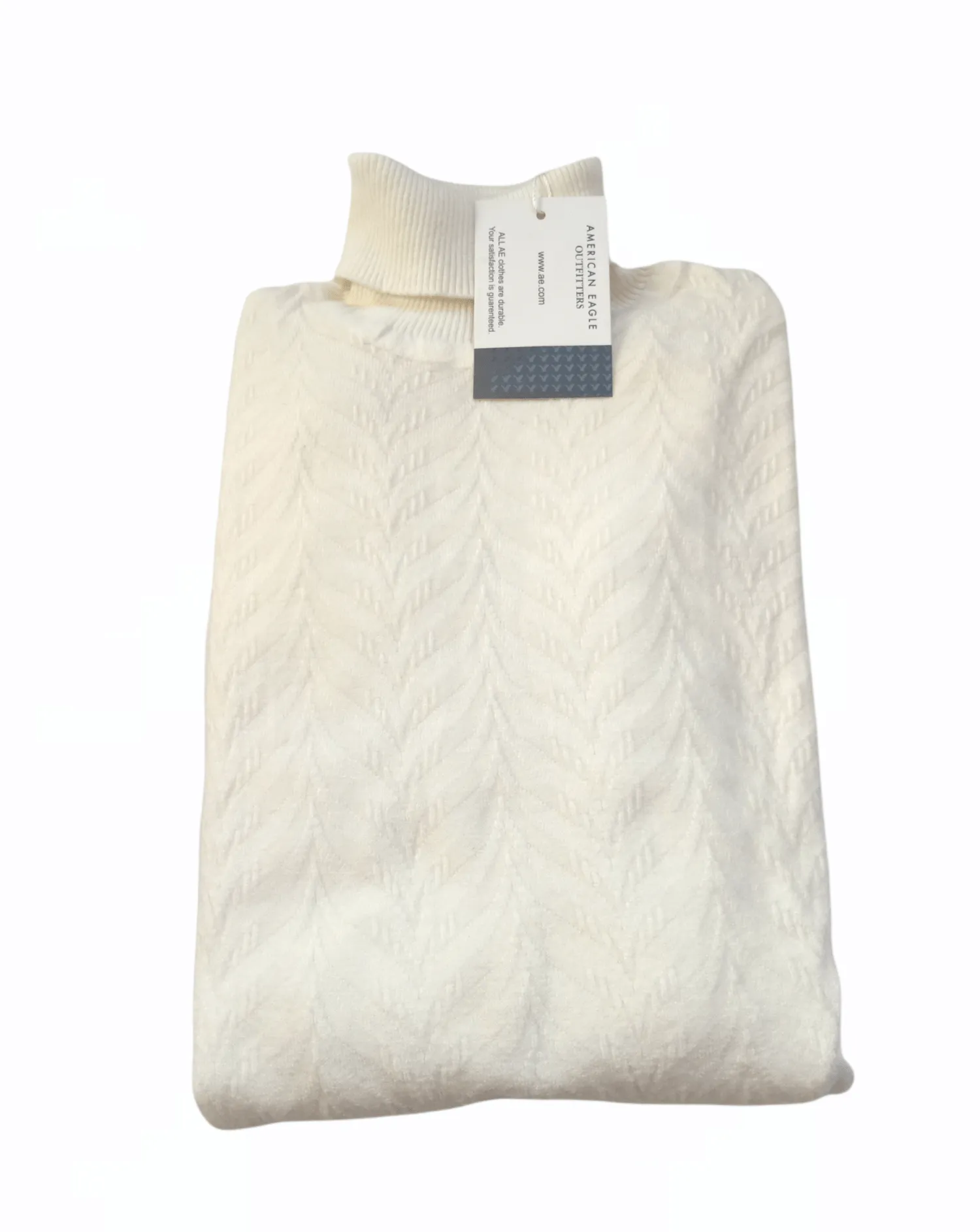 [Slim Fit] Men High Collar (Turtleneck) Pullover AE (wavy shapes) - White