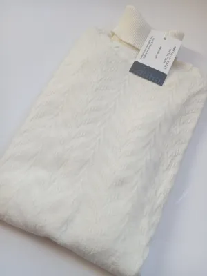 [Slim Fit] Men High Collar (Turtleneck) Pullover AE (wavy shapes) - White