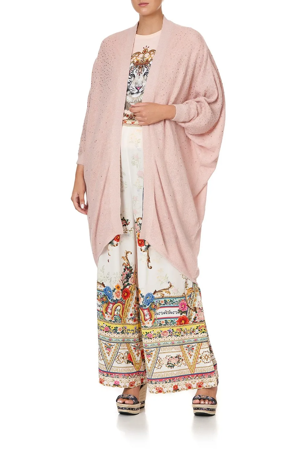 SOFT KNIT PONCHO WITH CRYSTALS PARTY IN THE PALACE