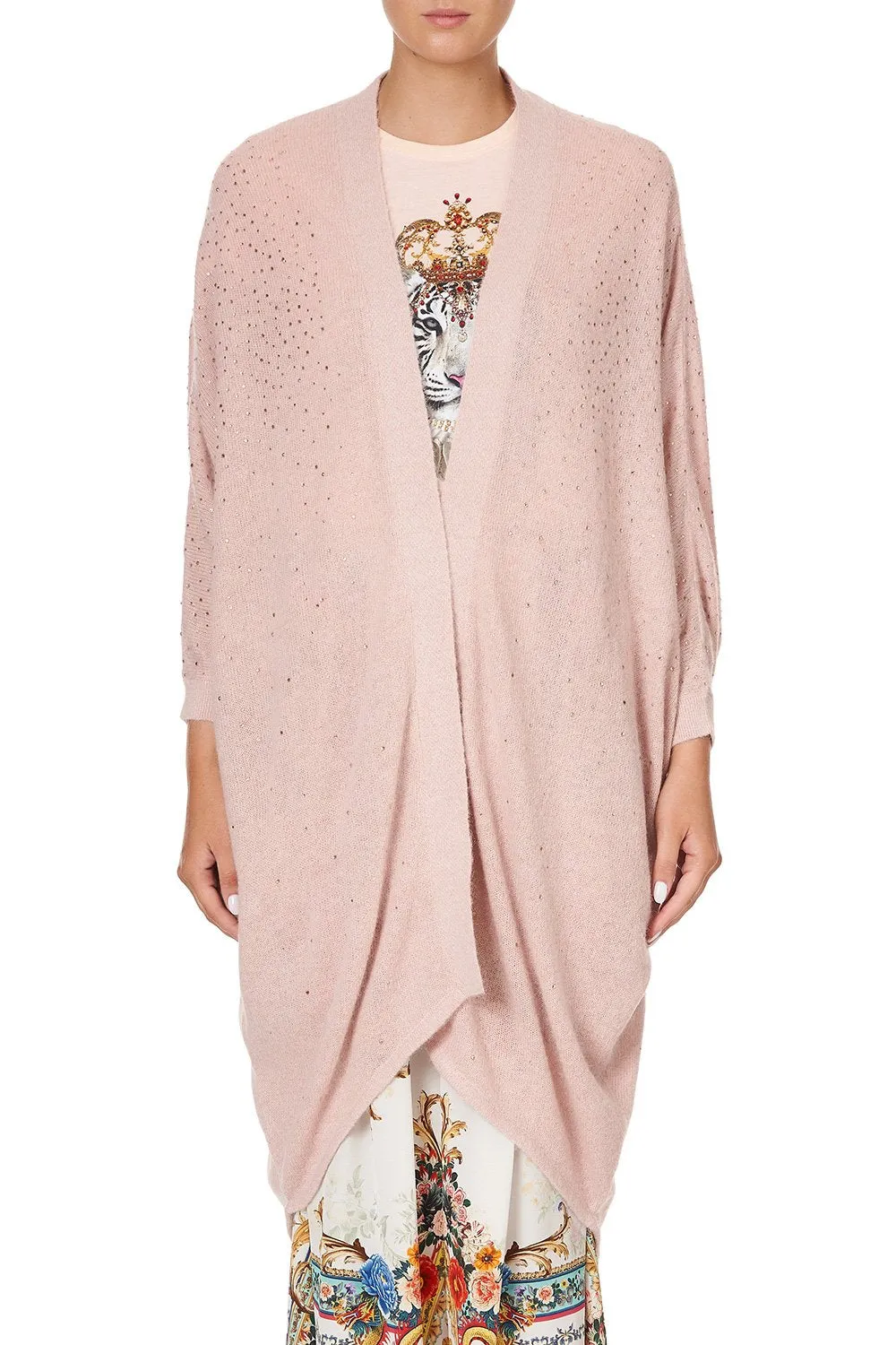 SOFT KNIT PONCHO WITH CRYSTALS PARTY IN THE PALACE