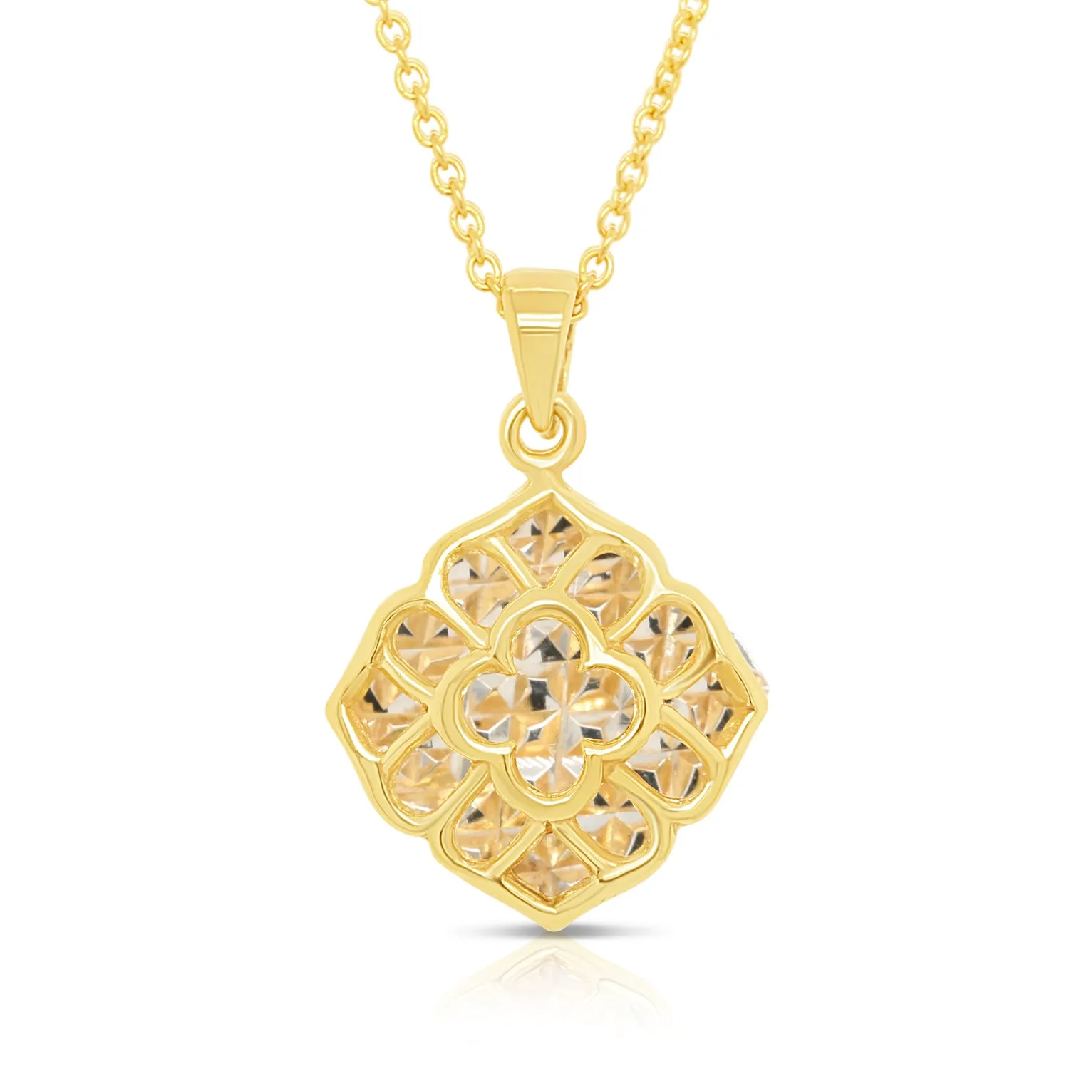 Sterling Silver Unique Yellow Color Pendant Necklace