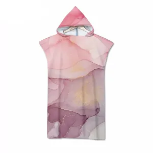 Summer Holiday Hooded Beach Towel Microfiber Marble Print Changing Robe Poncho Surf Towel for Swimming Outdooor Bathrobe Wetsuit