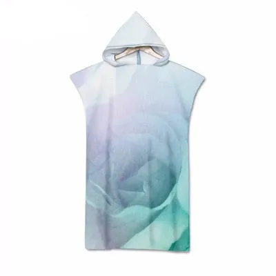 Summer Holiday Hooded Beach Towel Microfiber Marble Print Changing Robe Poncho Surf Towel for Swimming Outdooor Bathrobe Wetsuit