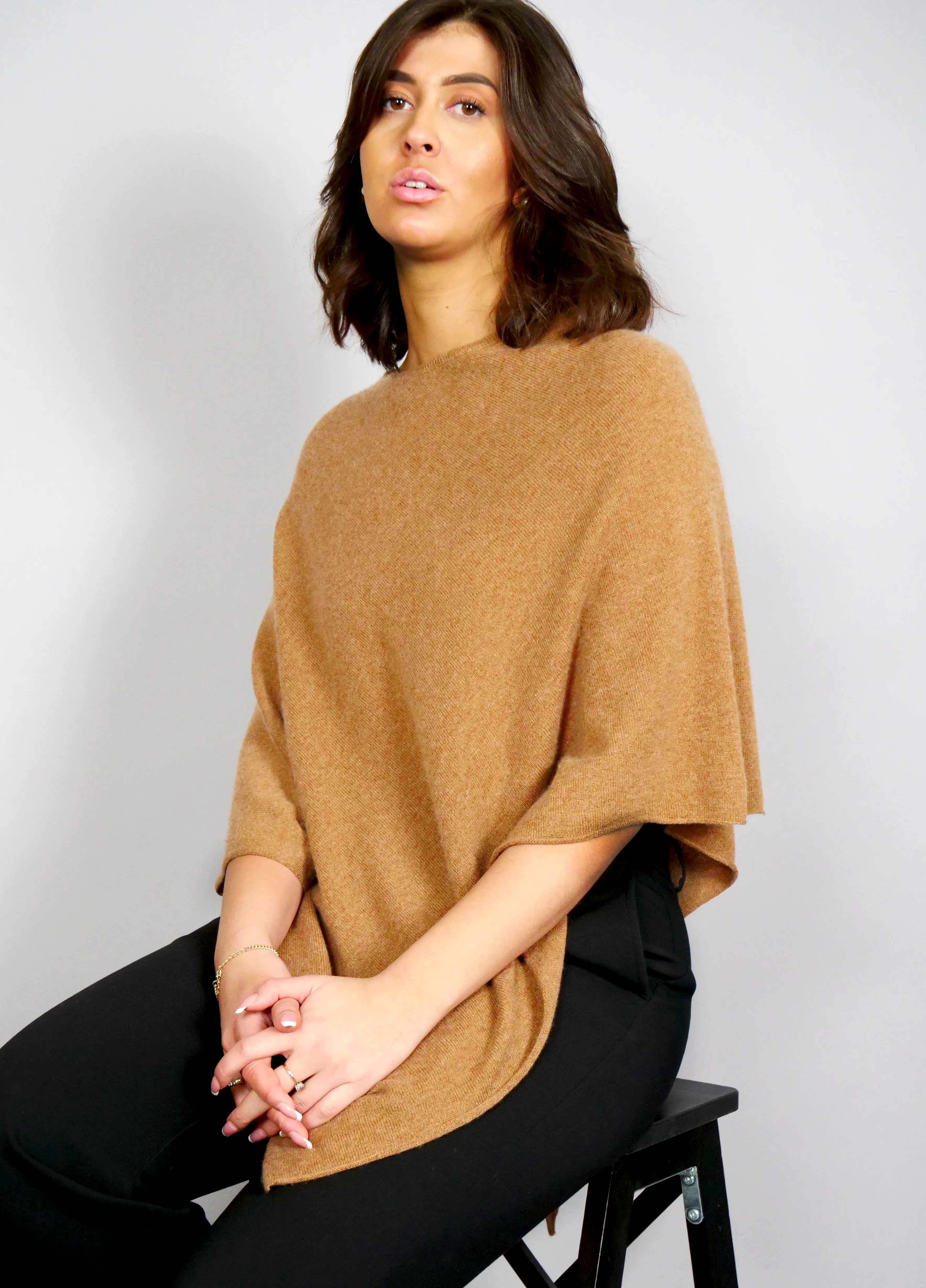 SY-24001 Poncho - 100% Cashmere - Accesories - Cashew