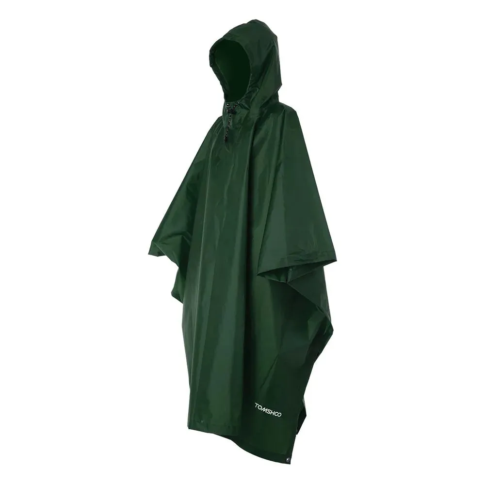 TOMSHOO Multifunctional Rain Poncho Cover with Hood Hiking Cycling Rain Cover Poncho Coat Outdoor Tool Camping Tent Mat