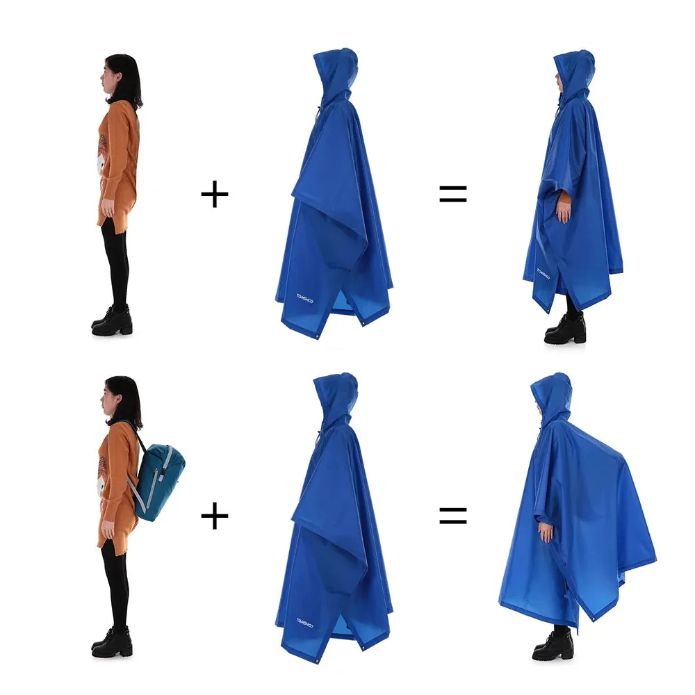 TOMSHOO Multifunctional Rain Poncho Cover with Hood Hiking Cycling Rain Cover Poncho Coat Outdoor Tool Camping Tent Mat