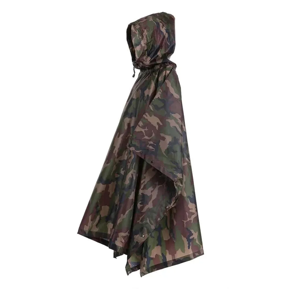TOMSHOO Multifunctional Rain Poncho Cover with Hood Hiking Cycling Rain Cover Poncho Coat Outdoor Tool Camping Tent Mat