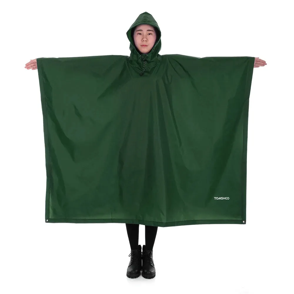 TOMSHOO Multifunctional Rain Poncho Cover with Hood Hiking Cycling Rain Cover Poncho Coat Outdoor Tool Camping Tent Mat