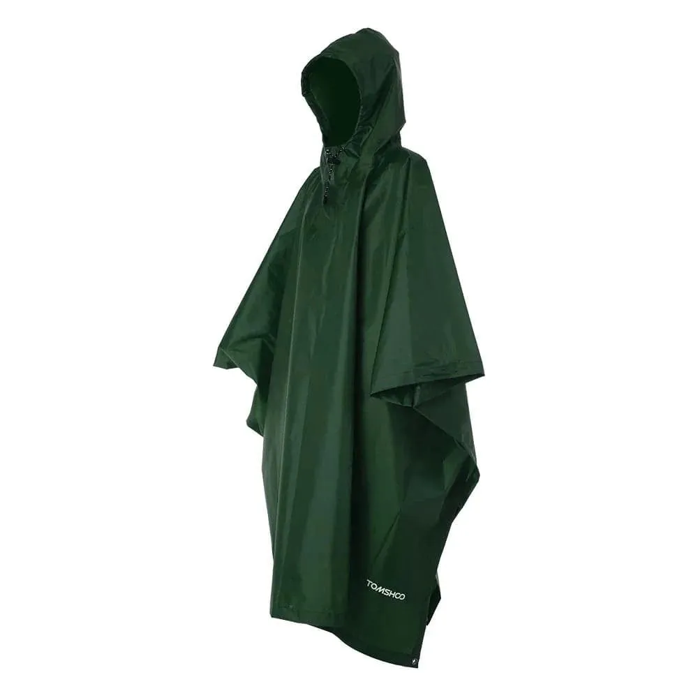 TOMSHOO Multifunctional Rain Poncho Cover with Hood Hiking Cycling Rain Cover Poncho Coat Outdoor Tool Camping Tent Mat