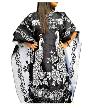 Typical Mexican Gaban Peacock Poncho