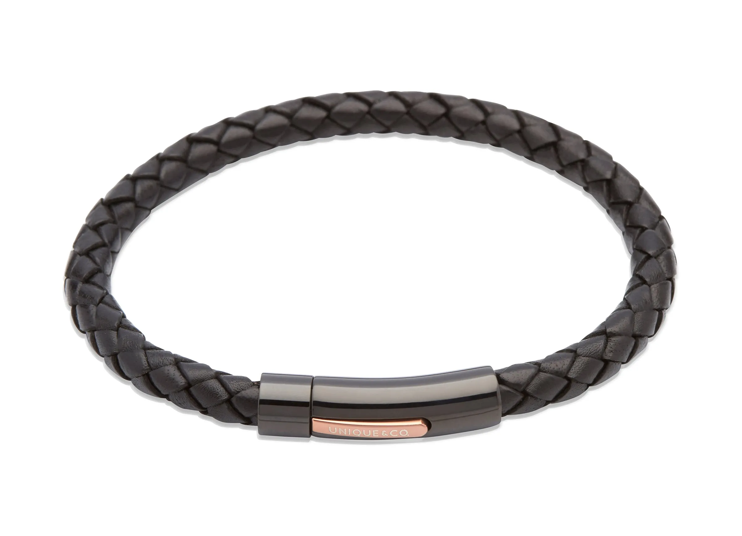 Unique & Co Black Leather Bracelet B320BL