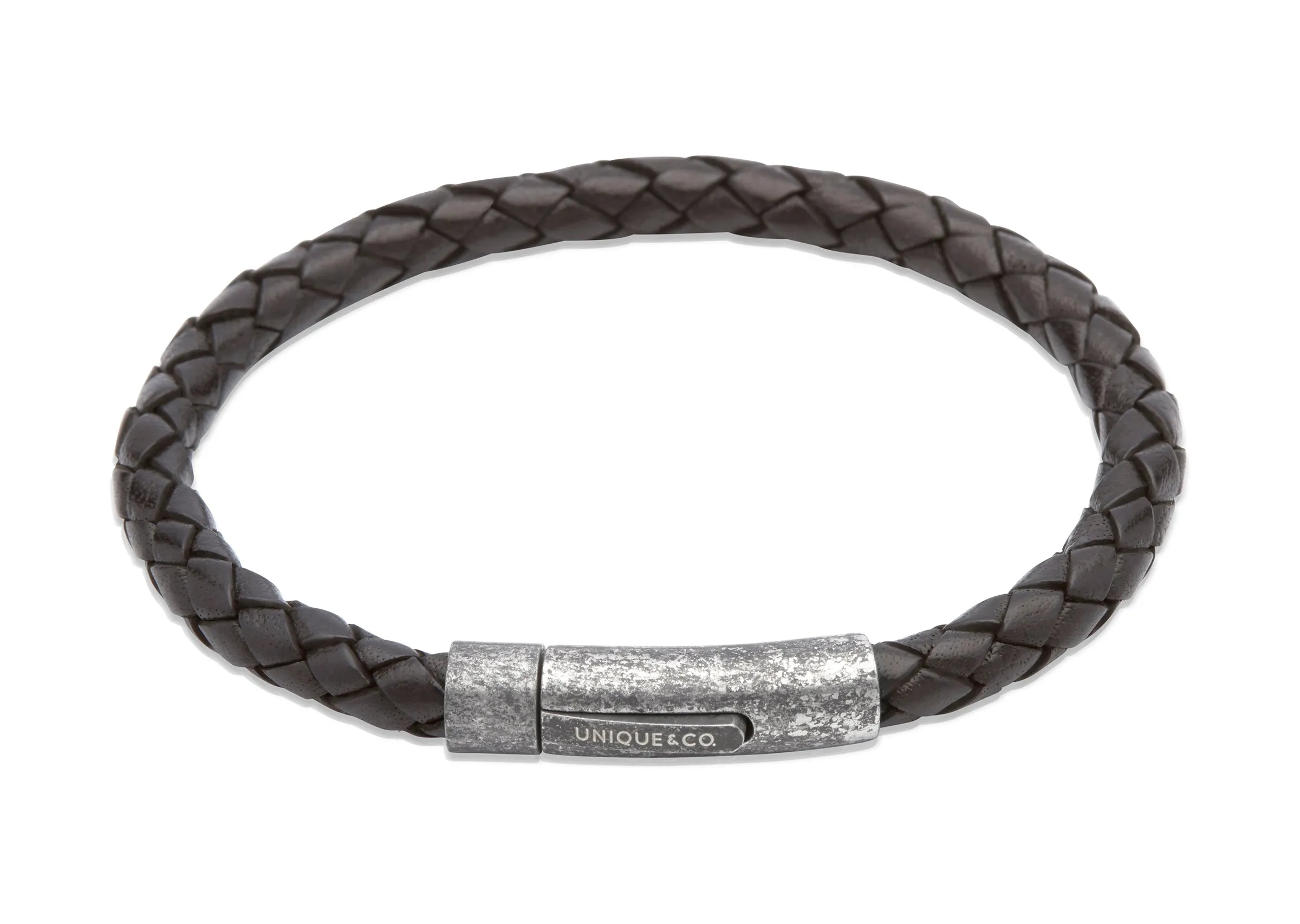 Unique & Co Black Leather Bracelet B322BL