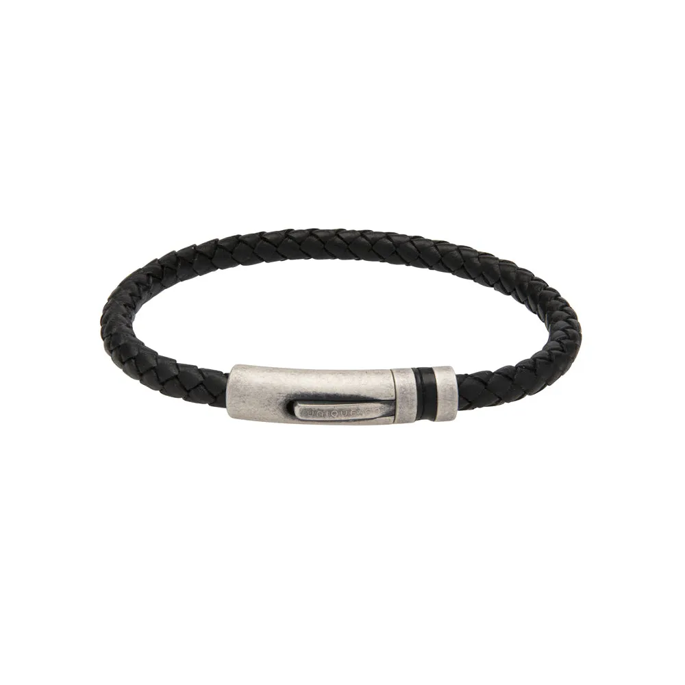 Unique & Co Black Leather Bracelet B430BL