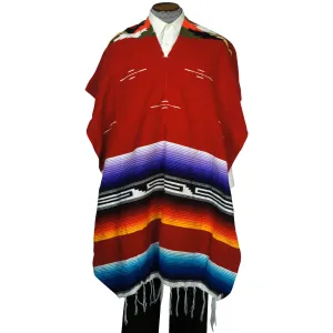 Vintage 1960s Mexican Poncho Saltillo Serape Striped Cotton Blanket Unisex