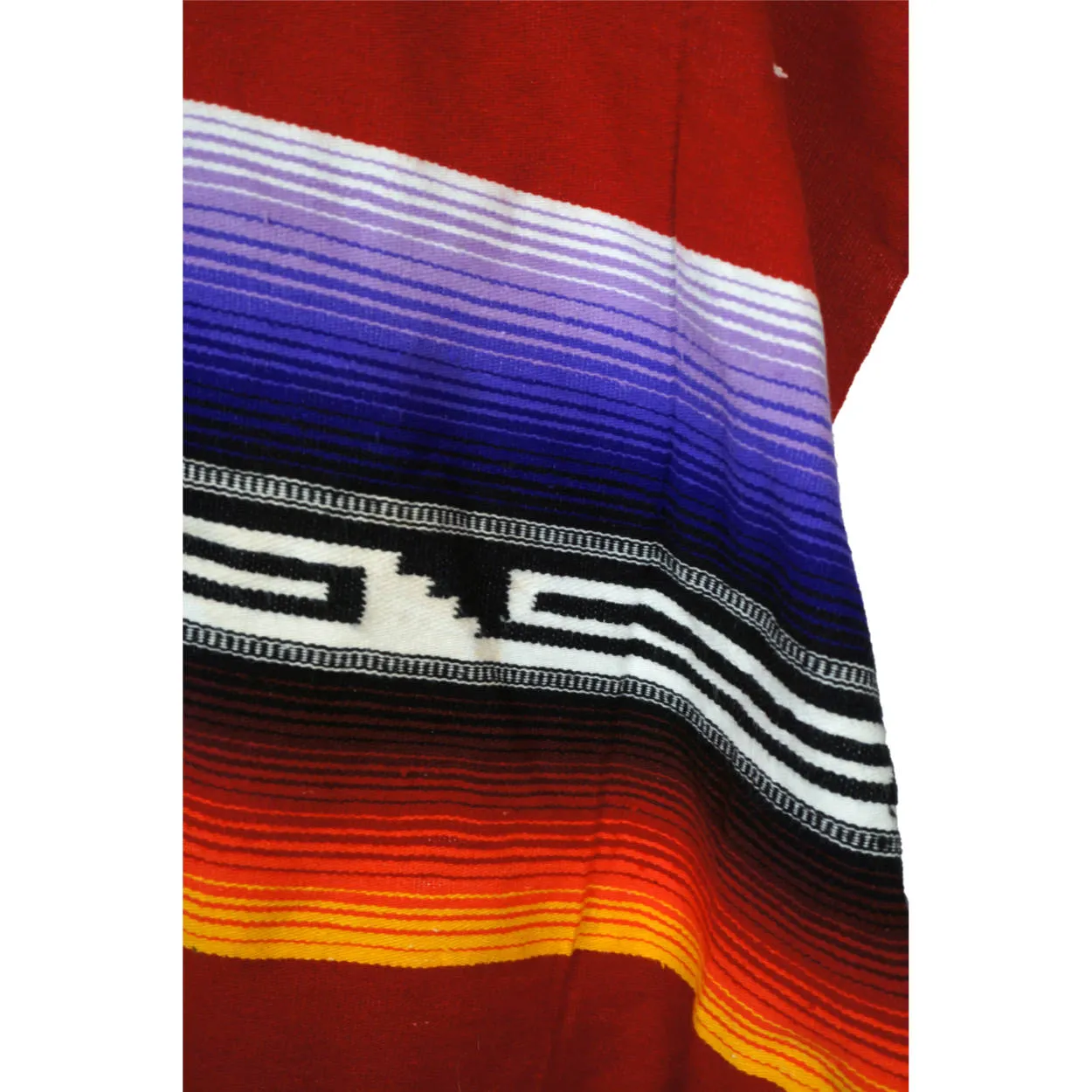 Vintage 1960s Mexican Poncho Saltillo Serape Striped Cotton Blanket Unisex