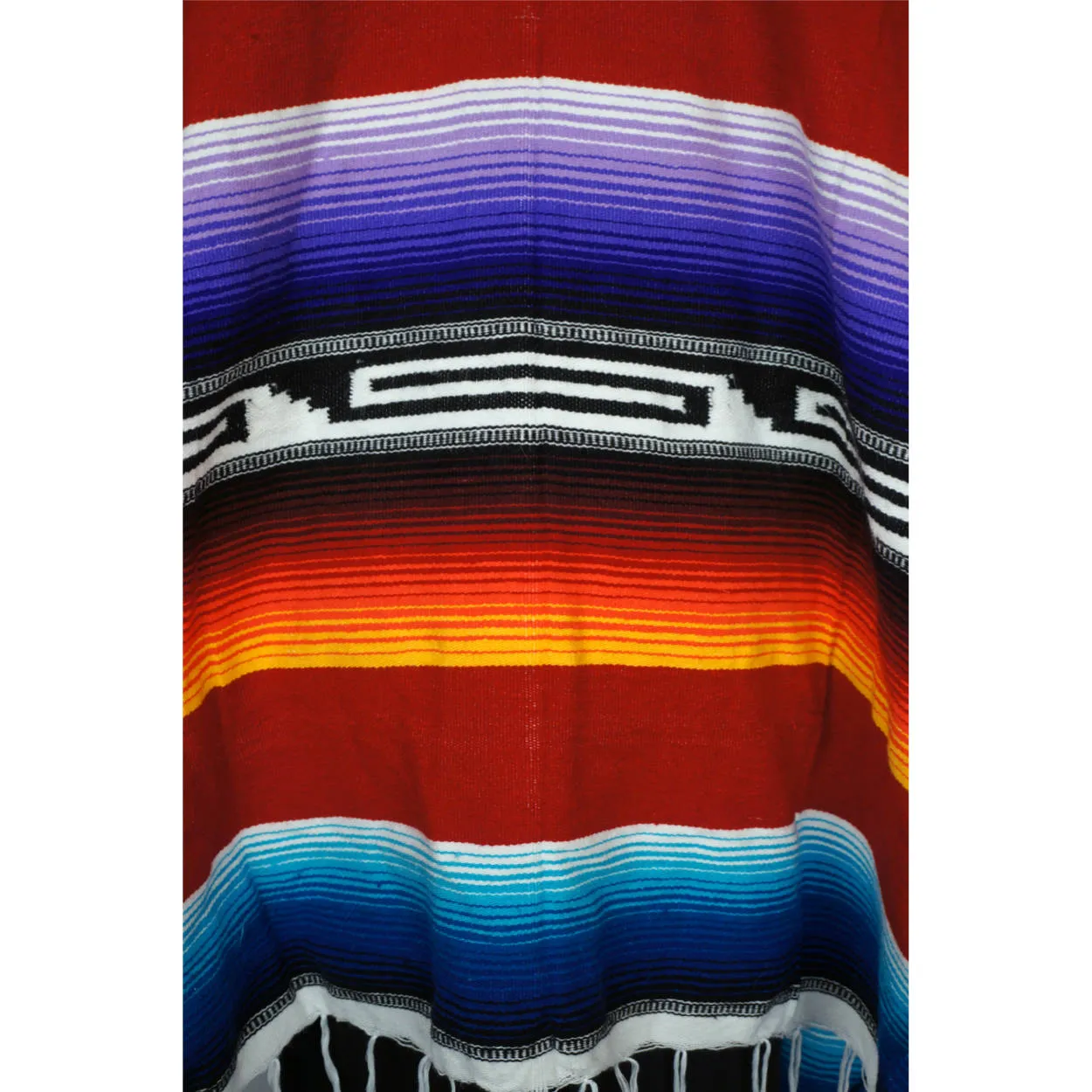 Vintage 1960s Mexican Poncho Saltillo Serape Striped Cotton Blanket Unisex