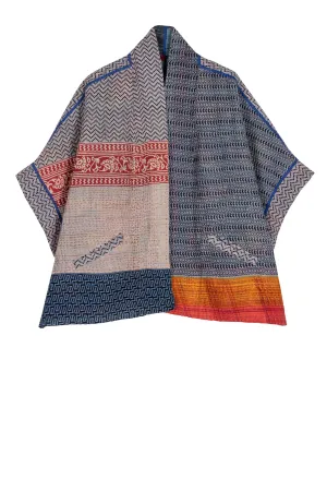 VINTAGE COTTON KANTHA MINI PONCHO - cv4060-0040a -