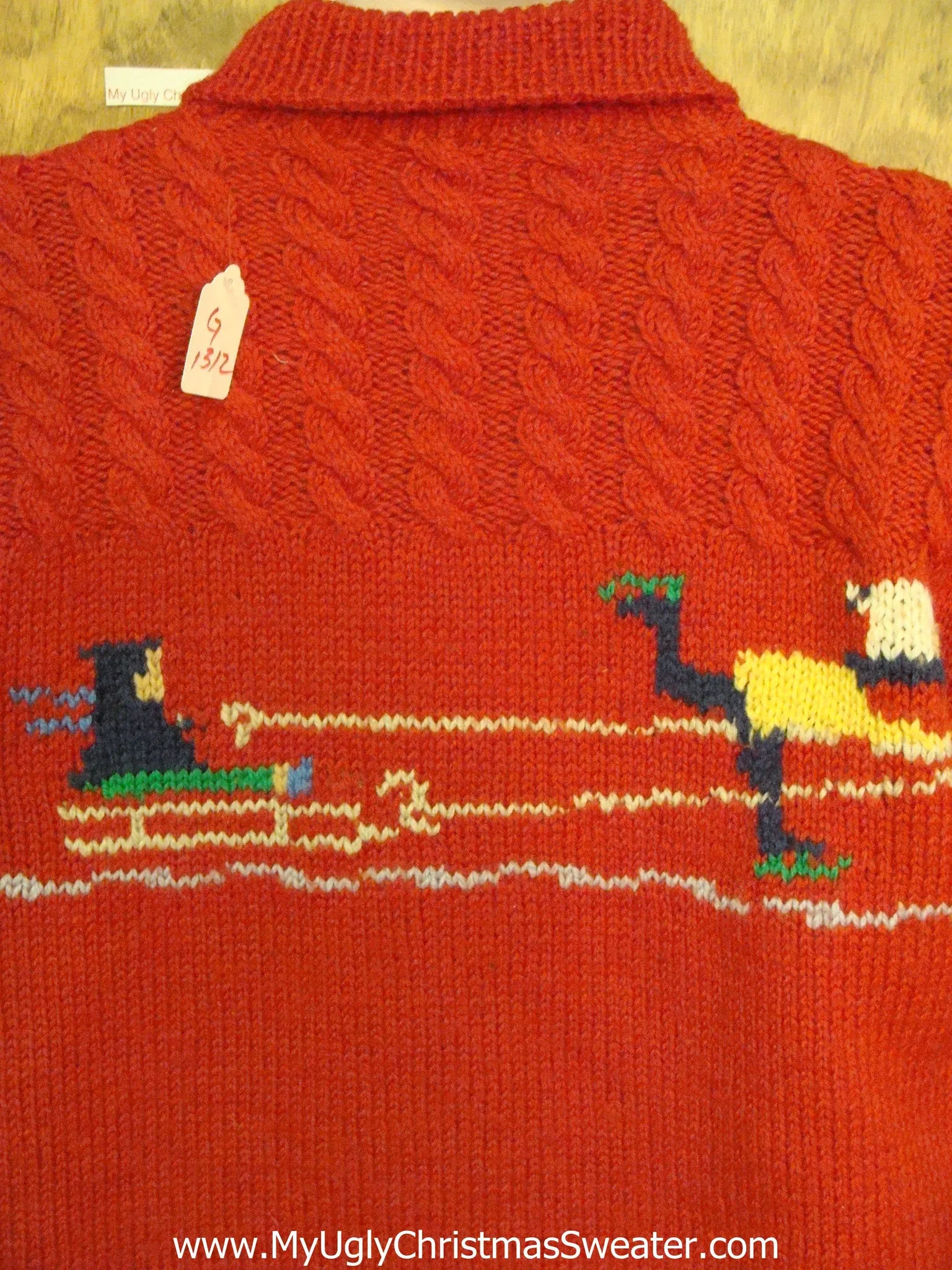 Vintage Sledding Ugly Christmas Sweater with Lights