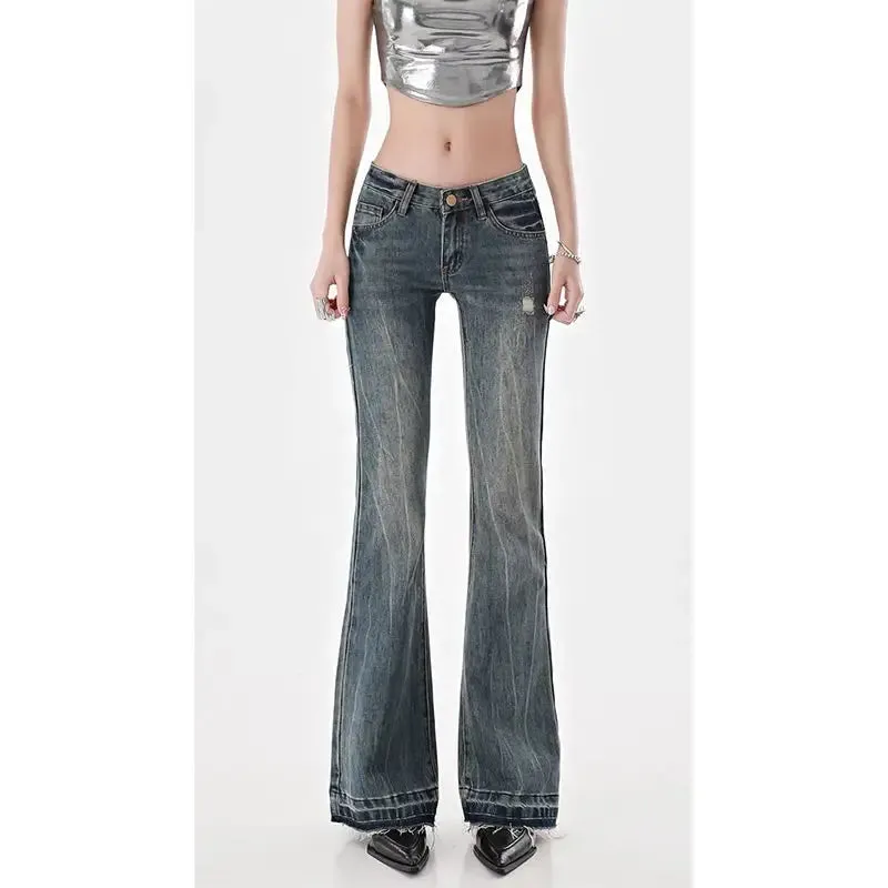 Washed Y2K Flaired Unique Jeans