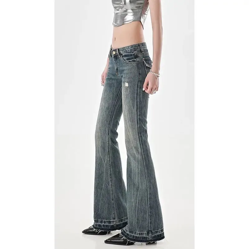 Washed Y2K Flaired Unique Jeans