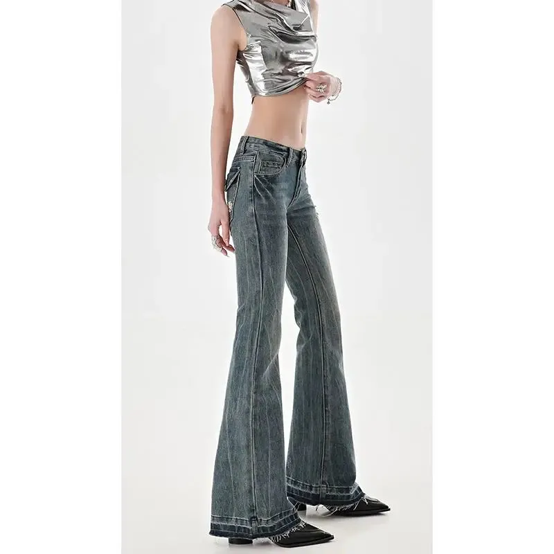Washed Y2K Flaired Unique Jeans