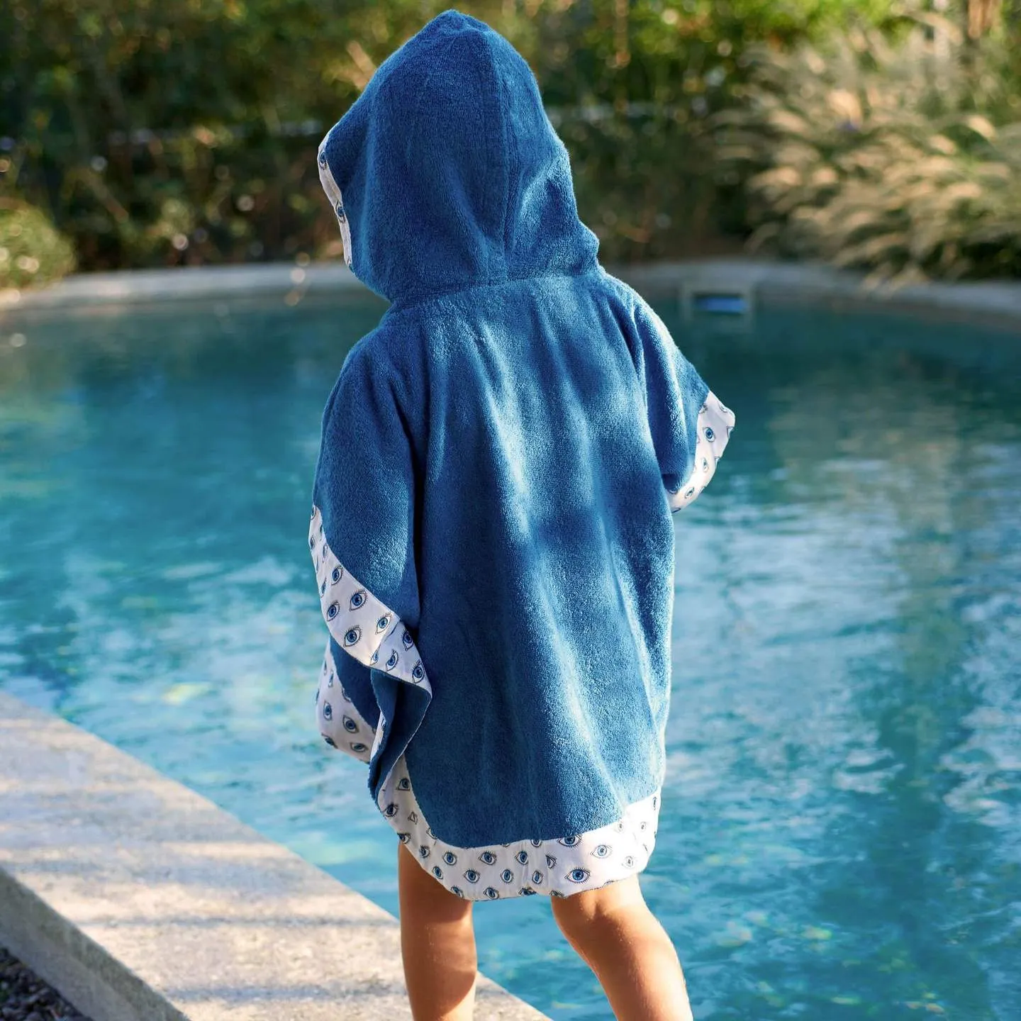 Watch out rough blue kids poncho