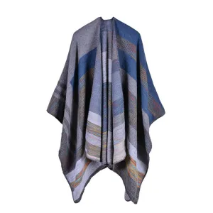 Winter Women's Striped Poncho Scarf - 5 Colors