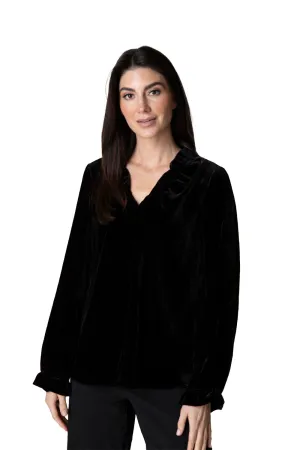 Women's Habitat Velvet Flounce Collar Pullover Black