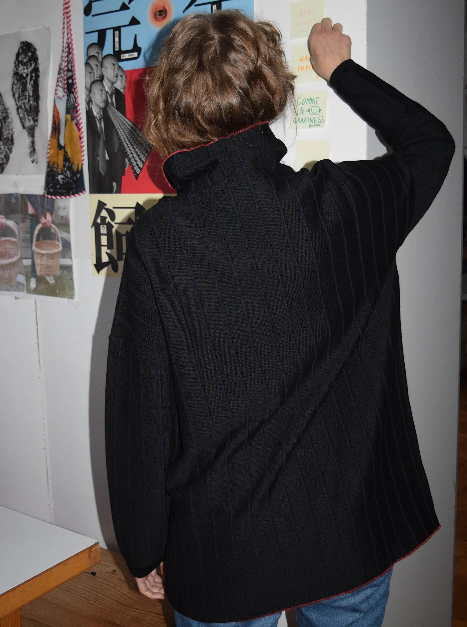 Yke long pullover, black & navy