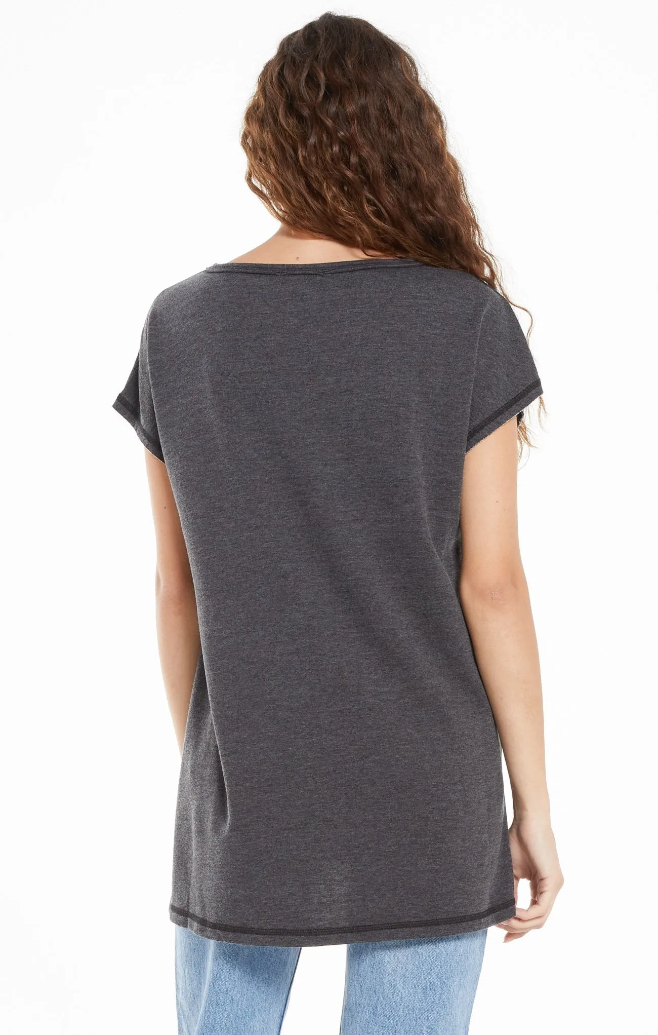 Z Supply Frankie Sweatshirt Tunic Tee Black